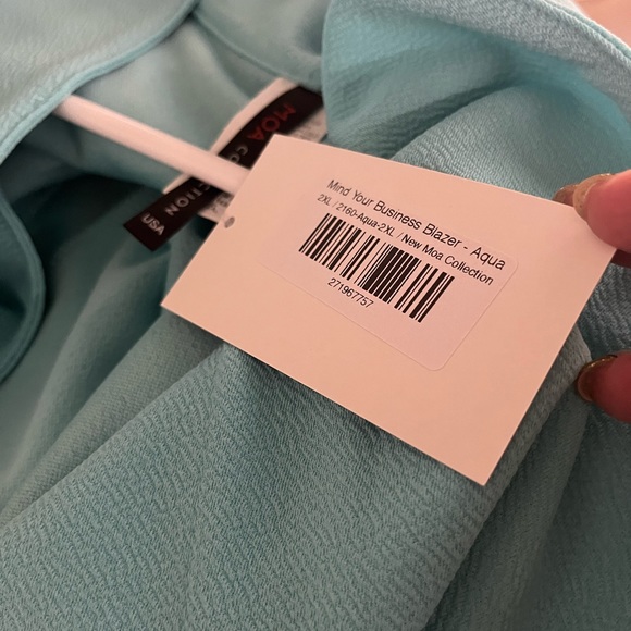 Closet Candy MOA Collection Women’s Mind Your Business Aqua Blazer Size 2xl nwt - Picture 5 of 6